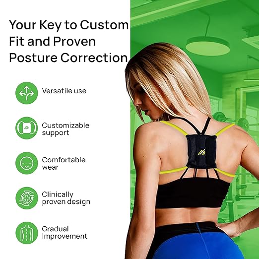PRIMEKINETIX PostureMedic Dynamic Posture Corrector - Active Resistance Training System for Upper Back Strengthening & Shoulder Alignment - Stretches Chest, Strengthens Back - Size L (Yellow)