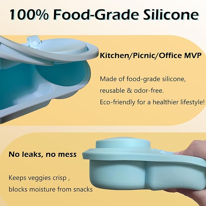 2 Packs Silicone Snack Containers with Lids, Reusable Food Storage Containers (Yellow+Pink)