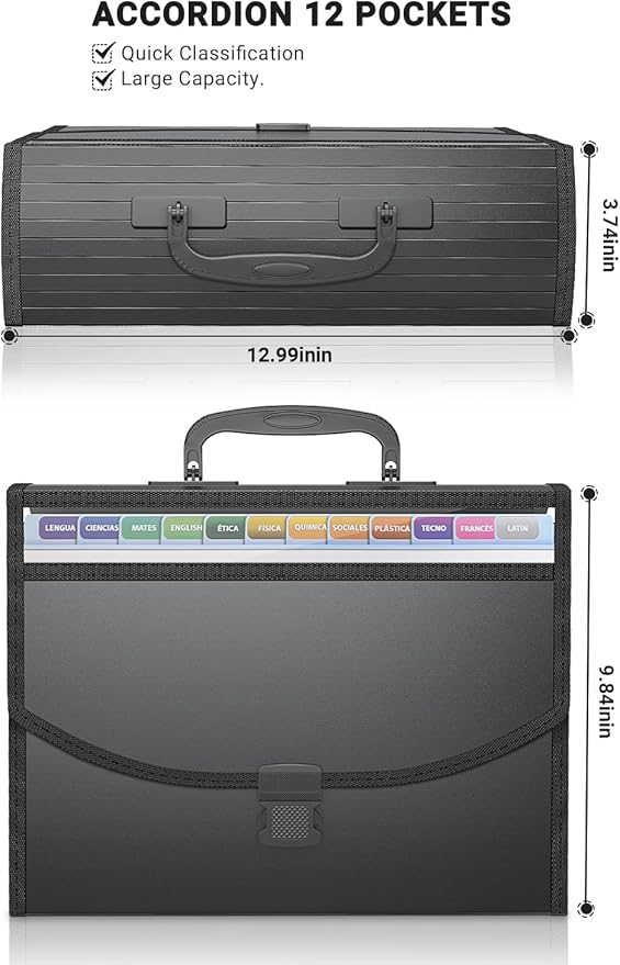 25 Pockets Accordion File Organizer with Handle,Expanding File Folders for Documents, A4/Letter Size Paper,a-z Tabs,Perfect Expandable Accordian Filing Folders with Visible Window