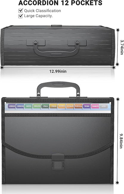25 Pockets Accordion File Organizer with Handle,Expanding File Folders for Documents, A4/Letter Size Paper,a-z Tabs,Perfect Expandable Accordian Filing Folders with Visible Window
