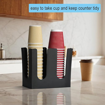 Cup Dispenser, Coffee Cup and Lid Holder for 5oz-16oz Paper Plastic Cups, Cup Organizer for Bathroom Countertop Coffee Bar Office Breakroom