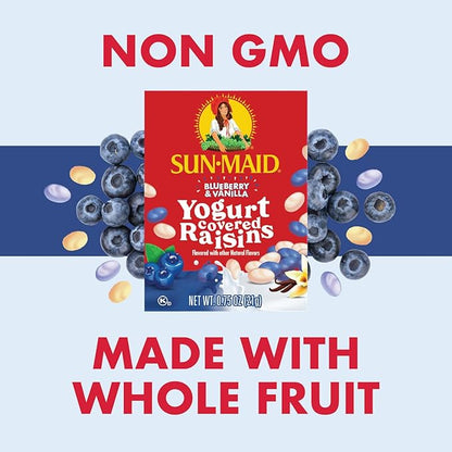 Sun-Maid Blueberry & Vanilla Yogurt Coated Raisins - (6 Pack) 0.75 oz Snack-Size Box - Yogurt Covered Dried Fruit for Lunches and Back to School Snacks