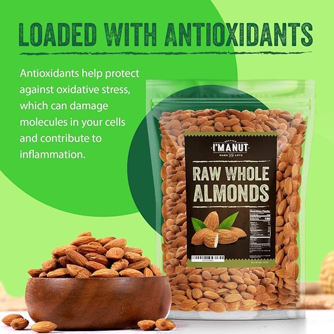 Raw California Almonds 32 oz (2 lbs) | Natural | Whole | Batch Tested Gluten & Peanut Free | No PPO | Non-GMO | No Herbicide | Healthy Protein boost | Premium Quality | for Snacking, Baking, Cooking