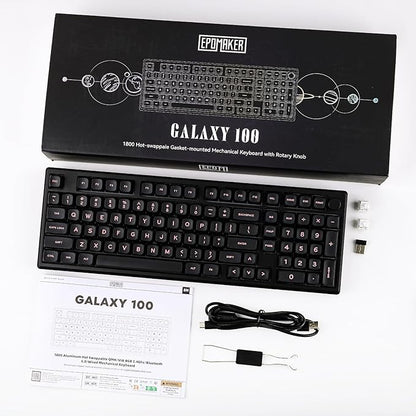 EPOMAKER Galaxy100 QMK/VIA Wireless Gaming Keyboard, Aluminum Shell, Bluetooth/2.4Ghz/USB-C, Pre-Lubed Hot-Swappable Linear Switches, NKRO, RGB Backlit (Black, Marble White Switch)
