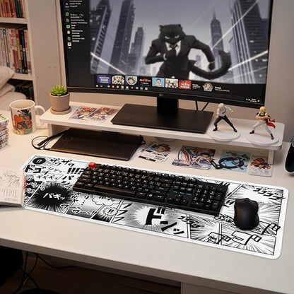 BELLEMOND Japanese Art Desk Mat | Large 31.5x11.8in Desk Pad | Anime Mouse Pad for Keyboard & Mouse | Non-Slip Base, Water-Repellent, Smooth Precision | Manga Burst