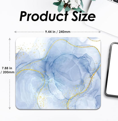 Square Mouse Pad with Stitched Edge, Premium Mousepad Washable Cloth. Computer Mouse Pad with Non-Slip Rubber Base, Mouse Pads for Computers Laptop Mouse 9.25x7.75x0.12 inch-Blue Marble