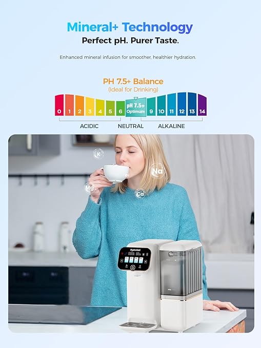 Countertop Reverse Osmosis Water Filter, 5-Stage Water Filtration System for Kitchen, RV, Office, White