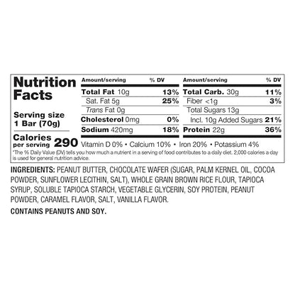 PBfit Salted Caramel Peanut Butter Protein Bars, 22g Protein, Gluten Free, Vegan, Plant-Based 40-30-30 Macros, 2.47 Oz (Pack of 12)