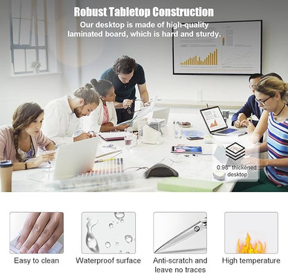 Folding Conference Table,Modular Conference Room Tables with Silent Wheels,Durable White Meeting Table Flip Top Mobile Training Table,Modern Seminar Boardroom Tables for Office Conference Room (10pcs)