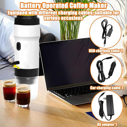 Portable Espresso Machine, 3-in-1 Self-Heating Portable Coffee Maker for Travel with Rechargeable Battery, Cordless Electric Mini Espresso Maker for RV Hiking Camping Office (White) (White)