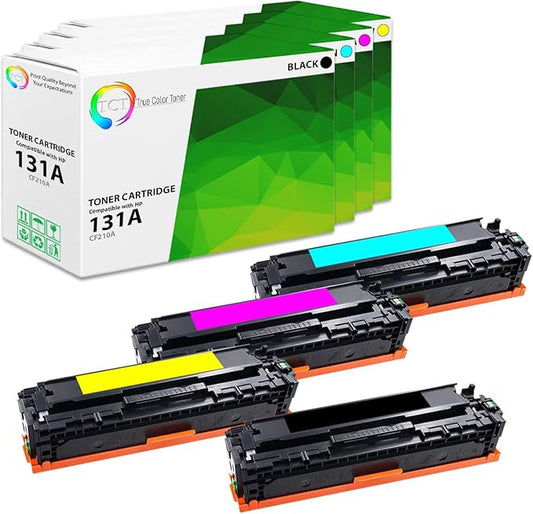 TCT 131A Toner Cartridge 4 Pack - Premium Compatible Replacement for HP 131A CF210A CF211A CF212A CF213A Works with HP Laserjet Pro 200 Color M251NW, MFP M276N Printers (Black Cyan Magenta Yellow)