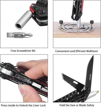 Folding Utility Knife, Heavy Duty Box Cutter Knife, Pocket Razor Utility Knives with 10 Razor Blades, Screwdriver, Saw, Belt Clip, Safety Lock, EDC Work Knives, Gifts for Men Wowen