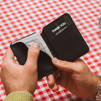 CLOUD Wallet Slim Minimalist — Magnetic Closure, Lightweight Design, Quick Access Pull Tab - Top Grain Leather Front Pocket Wallet (Ripstop Black)