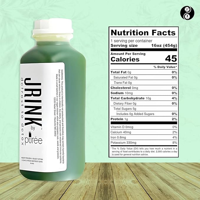 JRINK by Purée Organic Cucumber Juice, Cold Pressed Detox Drink, Healthy Cleanse with No Preservatives, Fresh Raw Juice in HDPE Bottles, Organic Fruit and Vegetable Cleanse Beverage, 16oz, Pack of 24