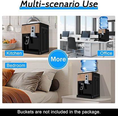 Water Dispenser Top Loading Countertop Water Cooler Dispenser with 3 Temperature Settings Desktop Electric Hot and Cold Dispenser for Home, Office, Dormitory (Black)
