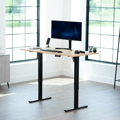 VIVO Electric 60 x 24 in Standing Desk, Memory Height Adjustment, 1B Series, One-Piece Light Wood Top, Black Frame, DESK-KIT-1B6C