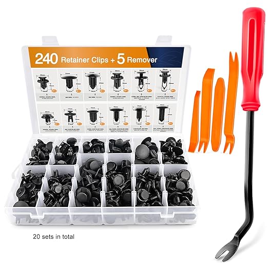 GOOACC - GRC-04 20SETS 240PCS Bumper Retainer Clips Car Plastic Rivets Fasteners Push Retainer Kit Popular Sizes Auto Push Pin Rivets Set Door Trim Panel Fender Clips for GM Ford Toyota Honda Chrysler