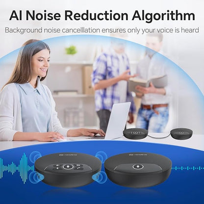 N newline Conference Speaker and Microphone, 2pk Bundle Conference Microphone w/Daisy Chain, 360° Voice Pickup, Noise Reduction, Bluetooth Speakerphone for Large Meetings Team Zoom, NewPie 90