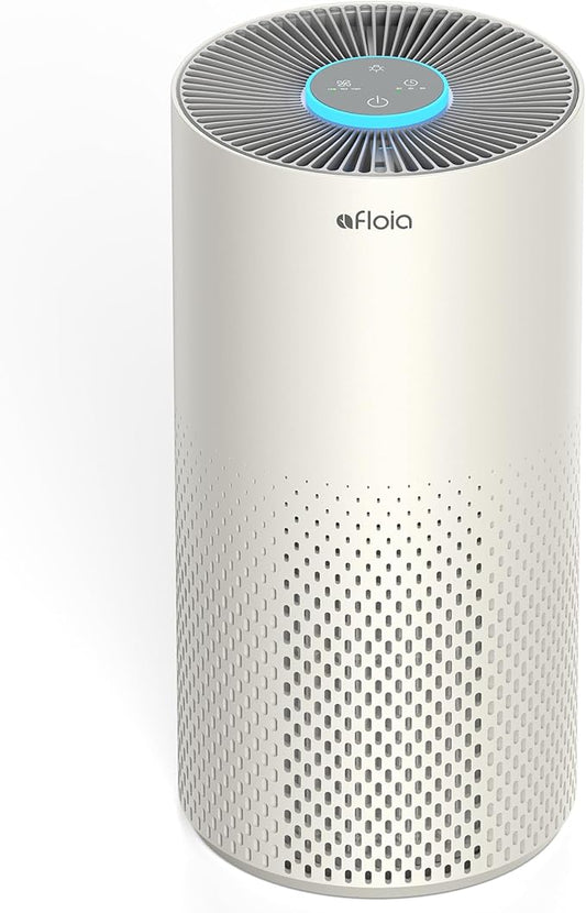 Afloia Air Purifier for Home Bedroom Large Room Up to 1076 Ft², 3-Stage Filter Air Purifiers for Bedroom, Remove Dander Pets Hair Pollen Mold Smoke, 7 Colors Light, Kilo Grey