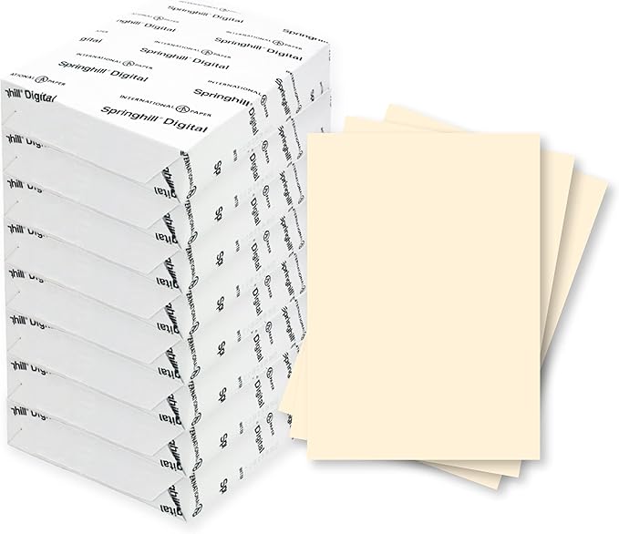 Springhill 8.5” x 14” Ivory Copy Paper, 28lb Bond/70lb Text, 104gsm, 2,000 Sheets (8 Ream) – Colored Printer Paper with Smooth Finish – Versatile and Flexible Computer Paper – 024160C