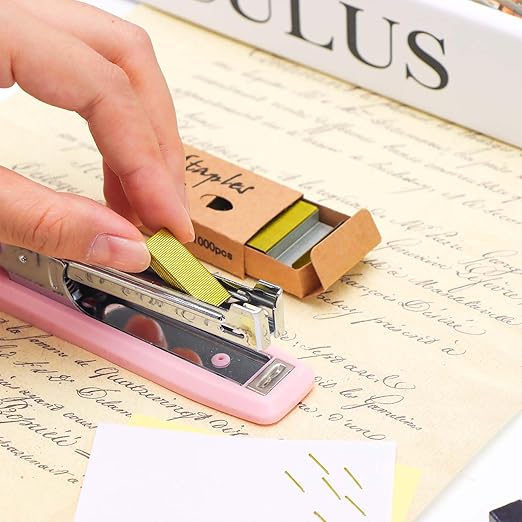 NatSumeBasics 4000 Yellow Gold Staples - #10 Small Colored Staples for Mini Stapler, 6000 Tiny Staple Smaller Than Standard Staple (Yellow Gold)