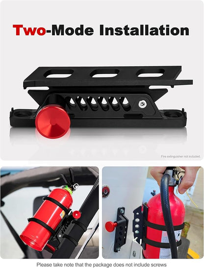 Adjustable Fire Extinguisher Mount, Easy Install on Roll Bar/ Cage Fire Extinguisher Holder, Quick Release Mounting Bracket for Jeep Wrangler JT TJ JKU JK JL UTV Cam-Am X3 Polaris RZR Ranger
