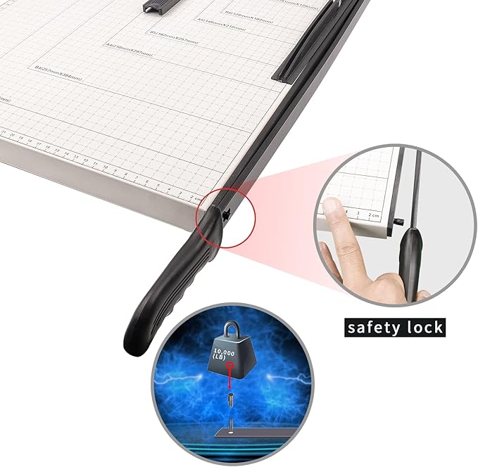 Paper Cutter B4 Stack Paper Trimmer Guillotine Heavy Duty Metal Base, 15" Cutting Length with Guard Rail Safety Blade Lock, 10-Sheet Capacity, Guillotine Paper Slicer Cutter for Office Home School