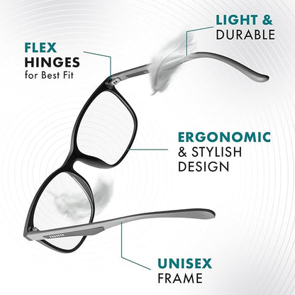 Prospek Mens Blue Light Glasses,CARBON - High Optical Quality Lenses and Ultra Light Frame