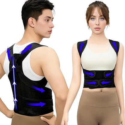 Posture Corrector for Women and Men,Adjustable Full Back Support,FSA&HSA Eligible,Improve Posture,Upper Lower Back,Neck,Shoulder Pain Relief,Scoliosis & Hunchback Support