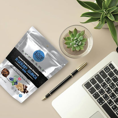 Good Source Snacks Dark Chocolate Bites & Ancient Grains, Blueberry Quinoa Chocolate Crisps, 9 Pack, 3 oz, Vegan, Gluten Free, Non GMO, Kosher Protein Bites