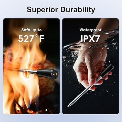 Wireless Bluetooth Meat Thermometer - 2 Probes & App Control, Valentines Day Birthday Gifts for Men Him, Smart Digital Thermometer for Cooking, Oven, Smoker, BBQ, Grill