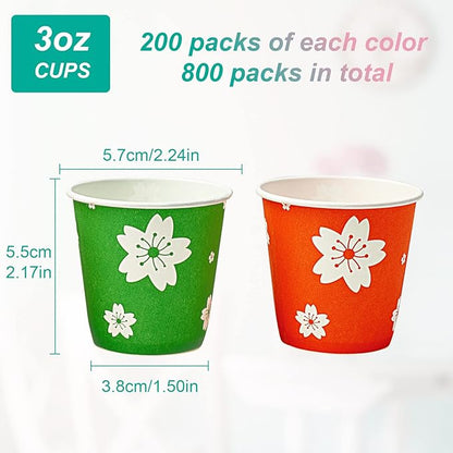 LITOPAK 800 Pack 3 oz Disposable Bathroom Cups, Colorful Small Disposable Paper Cups for Parties, Picnics, Barbecues, Travel and Events