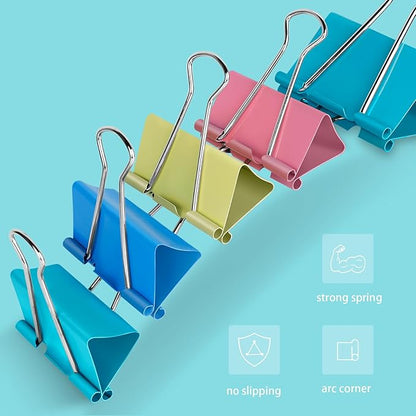 Ufmarine Colored Jumbo Binder Clips 2.4 inch, Extra Large Binder Clips for Office (8 Pcs)