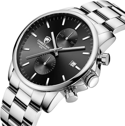 GOLDEN HOUR Fashion Business Mens Watches with Stainless Steel Waterproof Chronograph Quartz Watch for Men, Auto Date