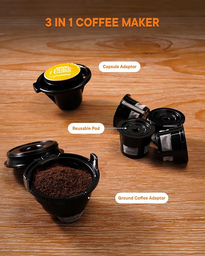 SHARDOR K Cup Coffee Maker, 3 in 1 Single Serve Coffee Maker for K Cup Pods & Ground Coffee & Teas, 6 to 14oz Brew Sizes, 40oz Detachable Water Reservoir, Compact Design, Red