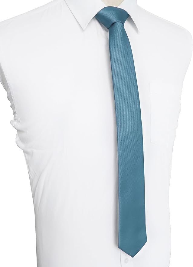 JEMYGINS 2.4" Solid Color Skinny Tie Slim Necktie for Men