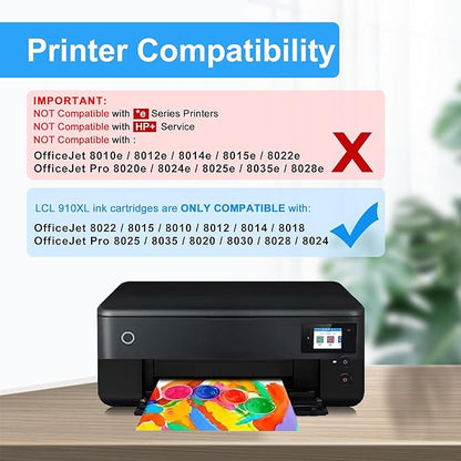 LCL 910XL Black Ink Cartridges Pigment Replacement for HP 910 XL Ink for HP OfficeJet Pro 8025 8035 8020 8028 8024 and for OfficeJet 8022 8015 8010 8012 8014 8018 Printers (2-Pack)
