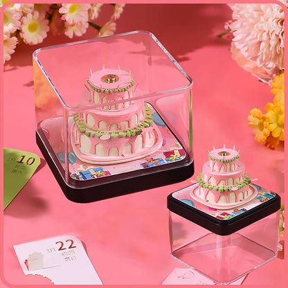 3D Time Piece Calendar 2026 DIY Calendars Tear Away Carving Art 3D Memo Pad Calendar With LED Lights sculpture artsy pads calendar notepad for Desktop Decor-Happy Birthday