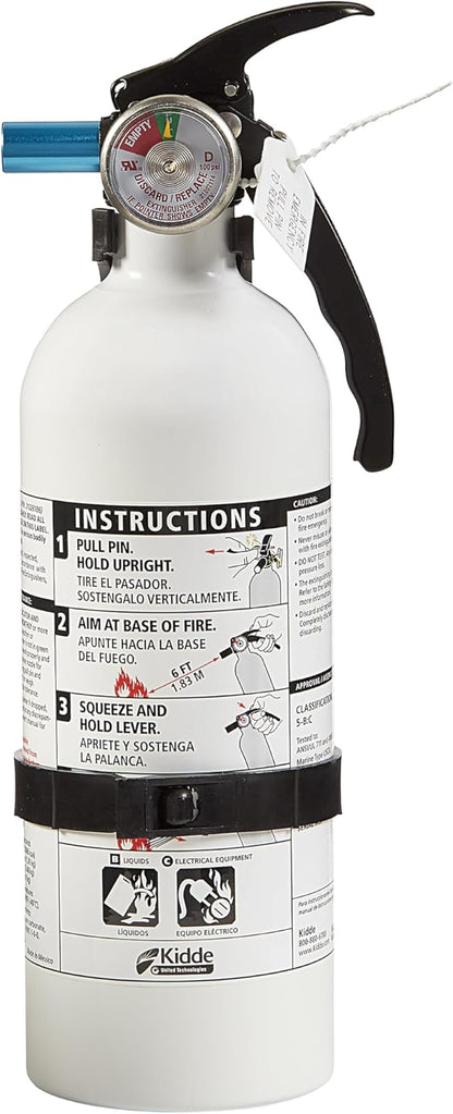 Kidde Auto Fire Extinguisher for Car & Truck, 5-B:C, 3.2 Lbs., Dry Chemical Extinguisher & Kitchen Fire Extinguisher, Home Use for Grease Fires, 3.9 Lbs., Wall Mount Included, White
