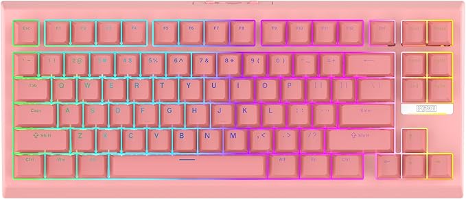EPOMAKER G84 80% RGB Gaming Mechanical Keyboard, 2.4GHz/ Type-C/BT Wireless Keyboard, QMK/VIA Programmable, Hot-Swappable, NKRO, with Shine Through PBT Keycaps for Gamers (Pink, Creamy Jade Switch)