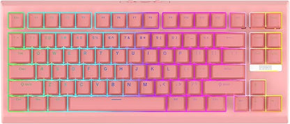 EPOMAKER G84 80% RGB Gaming Mechanical Keyboard, 2.4GHz/ Type-C/BT Wireless Keyboard, QMK/VIA Programmable, Hot-Swappable, NKRO, with Shine Through PBT Keycaps for Gamers (Pink, Creamy Jade Switch)