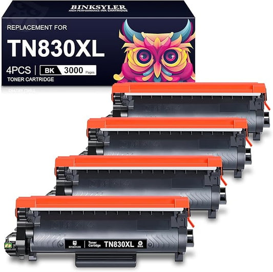 4-Pack TN830XL Black Toner Cartridges Compatible for Brother TN830 TN 830 XL Use for HL-L2460DW DCP-L2640DW MFC-L2820DW Printer