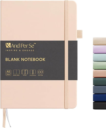 &And Per Se Blank Journal Notebook, 160 Pages, A5 5.7 x 8 inches 100 gsm Thick Paper Notebook Journals for Writing, Hardcover Notebook(1 Pack, Light Apricot)