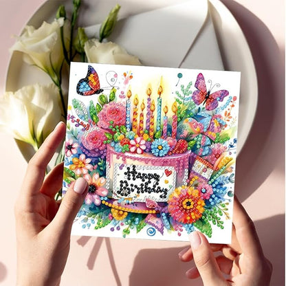 6PCS Diamond Art Painting Greeting Cards,Happy Birthday Cards with Envelopes,DIY Card Making Kits Thank You Card Arts Crafts for Birthday