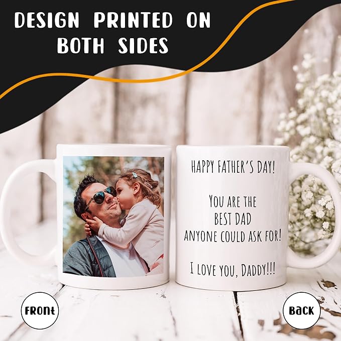 Personalized Coffee Mug, Custom Picture Text or Logo Ceramic Mug, Customized Gift for Men & Women, Taza Personalizada with Photo and Words, Customizable 11 Oz Tea Cup | White