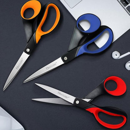 OneName Left Handed Scissors,Left Handed Scissors All Purpose,Stainless Steel Sharp Blade Soft Comfort-Grip Handles Lefty Scissor for School,Office,Home,Crafting Cutting Paper 8 Inch 3 Pack