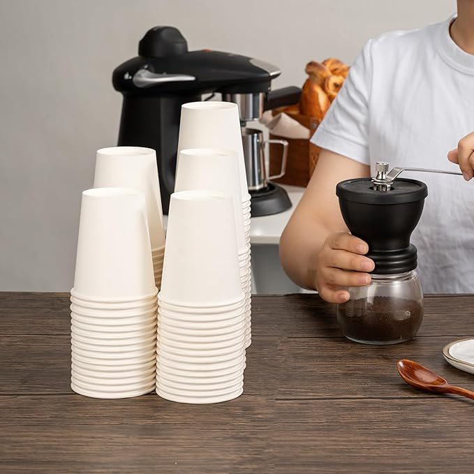 1000 Pack 8 oz Disposable Paper Cups, Paper Coffee Cups 8 oz, Hot Beverage Drinking Cups for Water, White, Suitable for Parties, Picnic, Travel, and Events