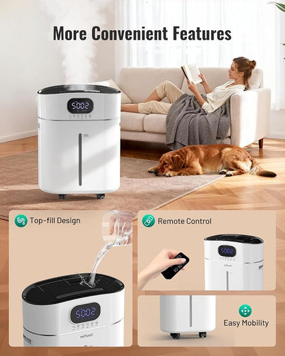 Humidifier Large Room Warm and Cool Mist, 3.2Gal/12L Humidifiers for Home 800 sq ft, Air Humidifiers for Bedroom with Diffuser & Flame Light, Whole House Humidifiers for Nursery Baby Plants, White