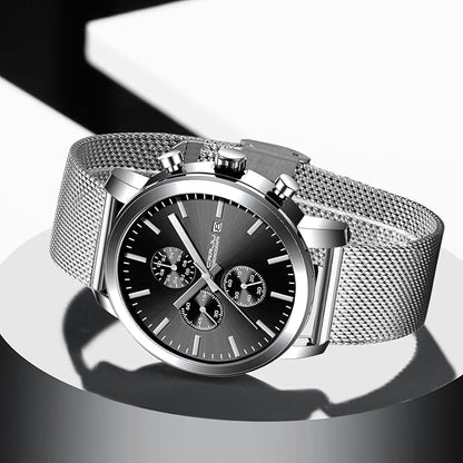 CRRJU Mens Stylish Casual Quartz Watches for Men Luxury Waterproof Calendar Chronograph Japan Movement Wristwatches