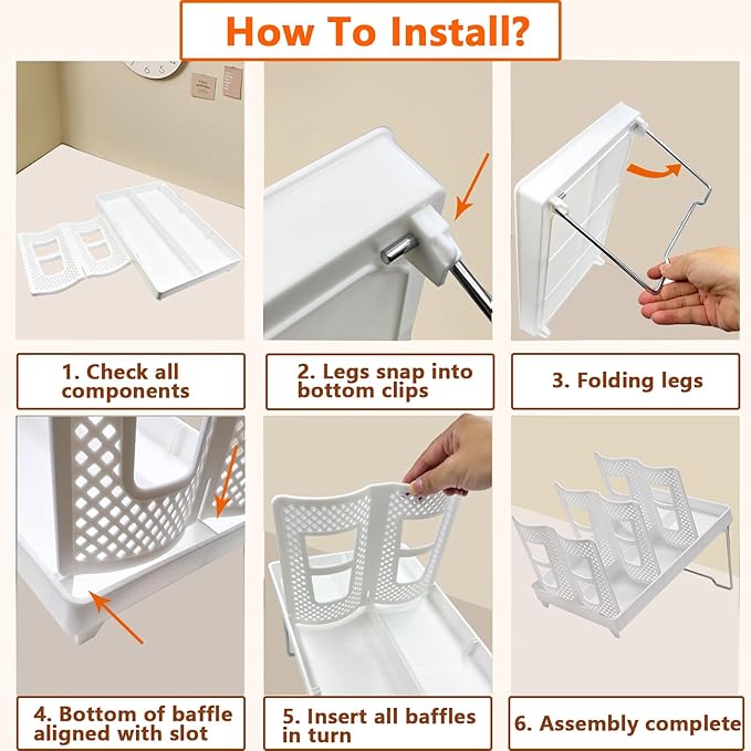 Coffee Cup Organizer Holder, CIT ZCFYU Adjustable Cup and Lid Storage Rack,6 Slots Disposable Paper Cup Dispenser fits 8-22oz,Plastic Cup Stand for Coffee Station Bar Countertop Home Kitchen,White